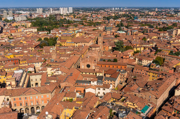 Fototapeta na wymiar Bologna downtown cityscape aerial view