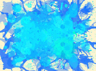 Blue watercolor paint splashes background