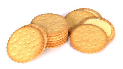 Round Cracker isolated on white with a clipping path.