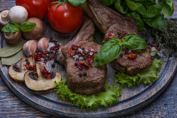 Beef Steak  on the wooden background