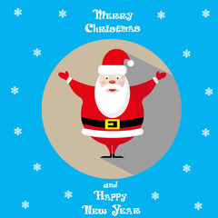 Vector holiday banner Santa Claus icon and hand drawn text Merry Christmas and Happy New Year