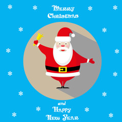 Vector holiday banner Santa Claus icon and hand drawn text Merry Christmas and Happy New Year
