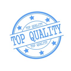 Top Quality blue stamp text on blue circle on a white background and star