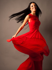 Beautiful dancer wearin red dress