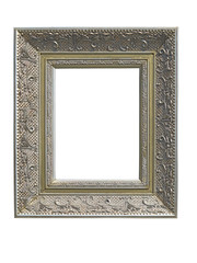 Old vintage golden picture frame isolated on white