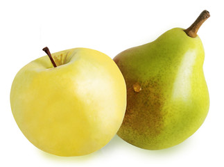 Apples and pears isolated on white