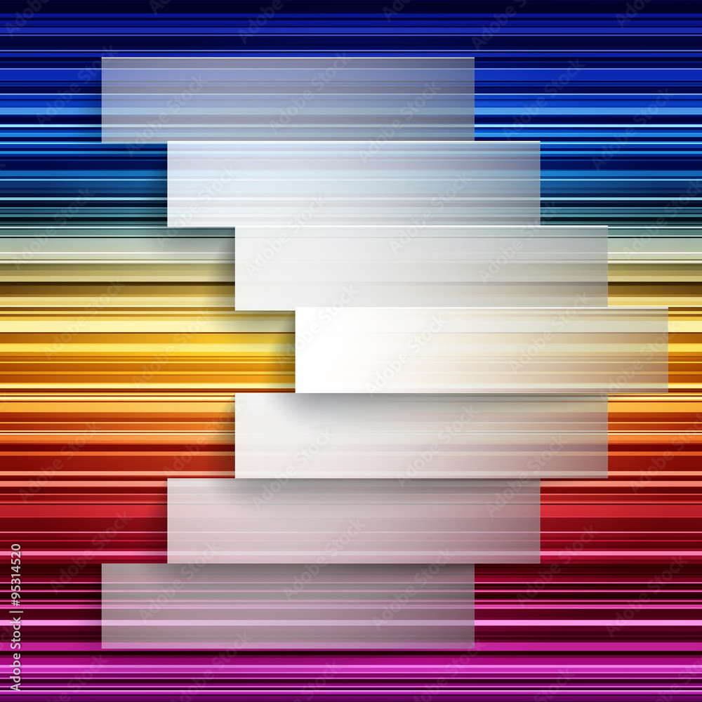 Aufkleber infographics 7 options paper stripe banners arrow with realistic shadows on rainbow stripes dynamic 