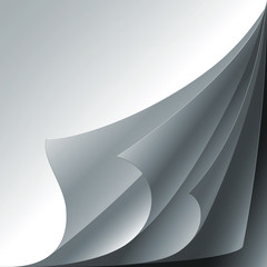Set of 4 white paper curled corners with realistic shadows
