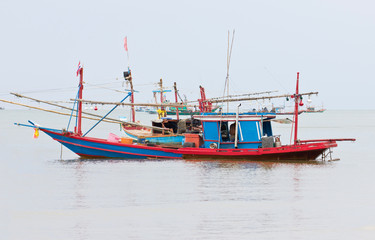 Fototapeta premium Fishing Boat in Sea in Chumphon, Thailand.