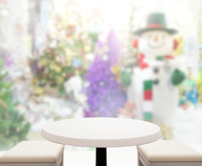 Wood Table Top Background In Holiday