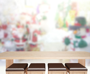 Wood Table Top Background In Holiday