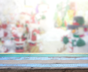 Wood Table Top Background In Holiday