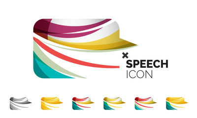 Set of abstract speech bubble and cloud icons, business logotype concepts, clean modern geometric design