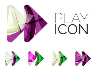 Set of abstract next play arrow icon, business logotype concepts, clean modern geometric design