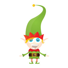vector cartoon cute happy Christmas elf 