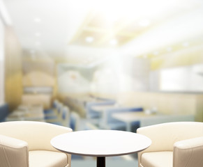 Table Top And Blur Interior of Background