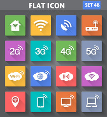 Vector application Wireless and Wifi icons. 2G, 3G, 4G and 5G te