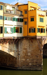 Fototapeta na wymiar Bridge called Ponte Vecchio in Florence Italy over River Arno