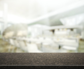 Table Top And Blur Building Of Background