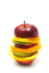 Tropical mixed fruit on white background