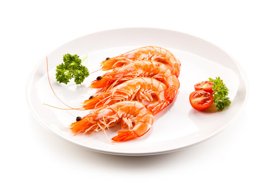 Shrimps on white background