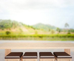 Fototapeta premium Table Top And Blur Nature of Background