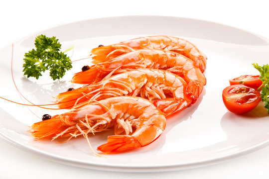 Shrimps on white background