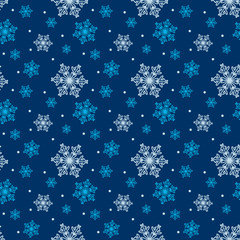 Seamless blue pattern with snowflakes