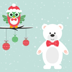 winter owl and winter bear