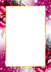 Christmas new year bright purple frame