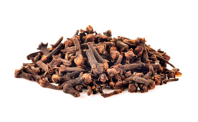 Spice cloves on white background