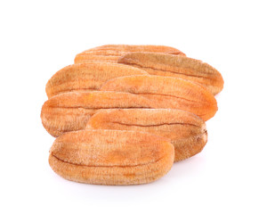 dried banana on white background