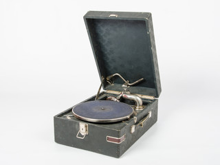 General view without gramophone records on a white background isolated