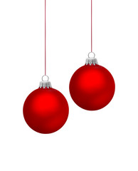 Zwei Rote Chistbaumkugeln