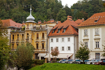 Fototapeta na wymiar The buildings in Ljubljana, Slovenia.
