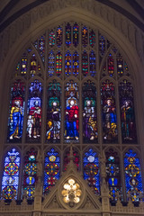 Stained Glass and details of Trinity Church in New York city, USA