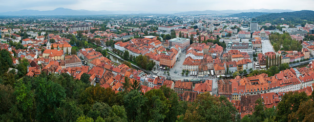 Naklejka na ściany i meble Panoramic view of Ljubljana, Slovenia.