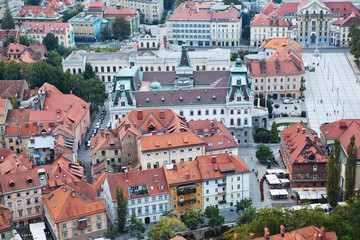 Fototapeta na wymiar The view of Ljubljana from the hill.