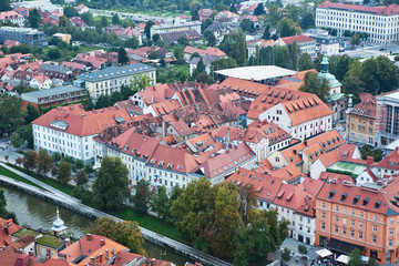 The view of Ljubljana from the hill.