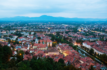 Panoramic view of Ljubljana, Slovenia.