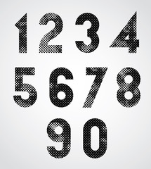 Black and white dotty graphic decorative numbers.