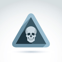 Vector illustration of a human skull in a triangle. Dead head ab