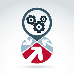 Business and cooperation icon with gears cogs and arrows, vector