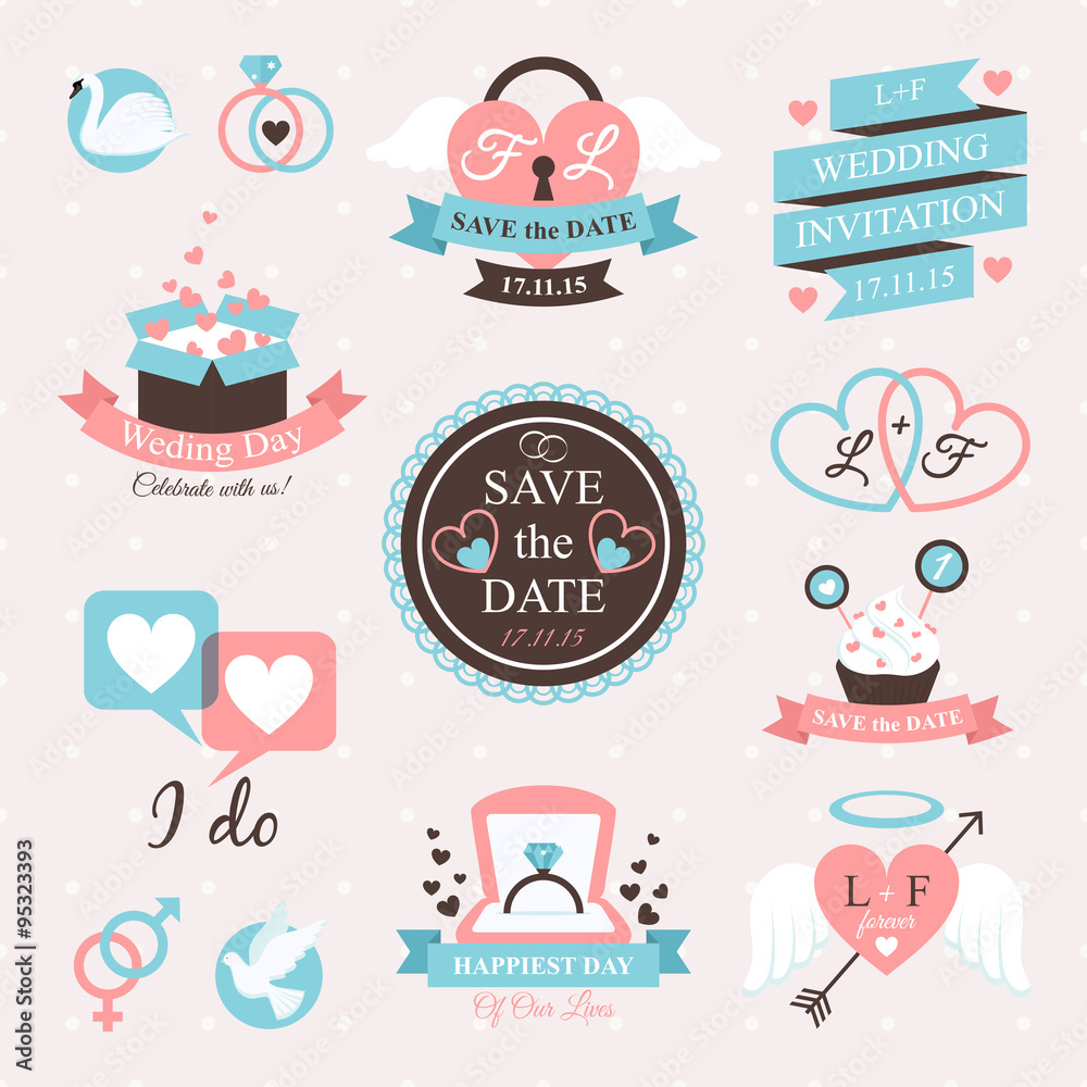 Poster Wedding Emblem Set