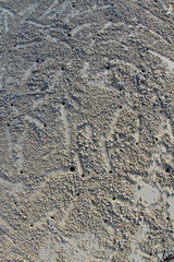 Patterns in the sand at the beach in thailand