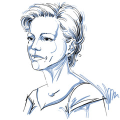 Vector portrait of attractive woman, illustration of female