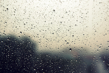 Drops of rain on the window.