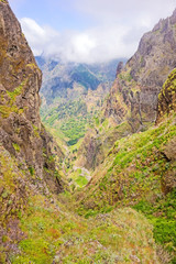 Fototapeta na wymiar Hiking tail passge - colorful volcanic mountain landscape