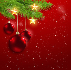 Red decorations and golden stars
