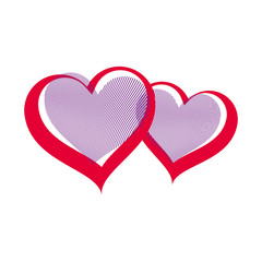 Valentine day conceptual vector art illustration, two hearts